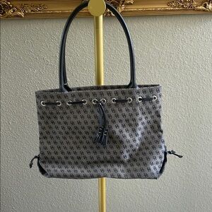 Gray Geometric Pattern Tote Bag with Textured Design Vintage Dooney & Bourke